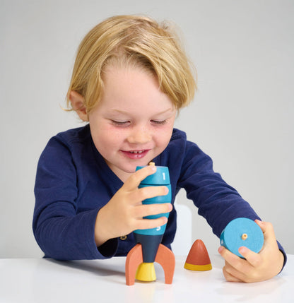Stacking and Counting Rocket | natural wooden toy for toddlers UK
