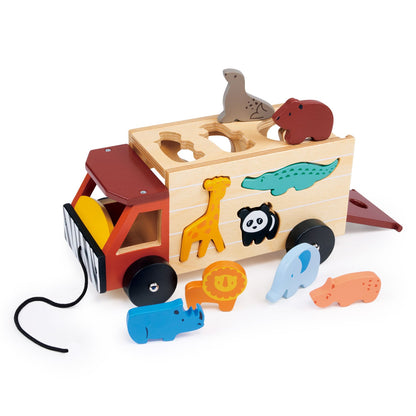 Sustainable Montessori toy: Shape Sorting Safari Truck | KIDDYKIND