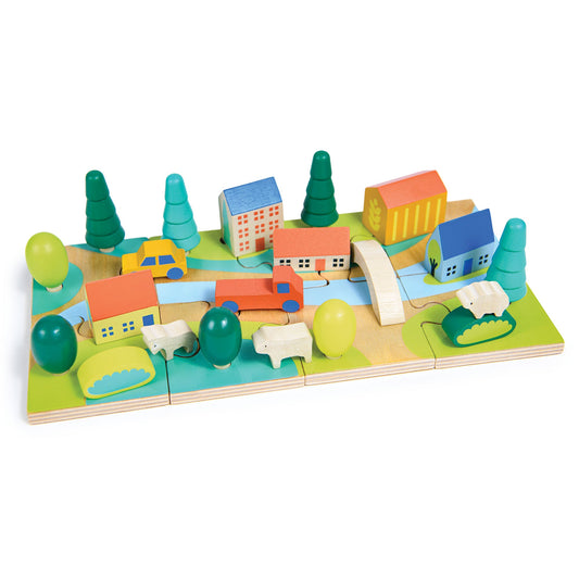 Tiny Town Jigsaw — Montessori wooden toy UK | KIDDYKIND