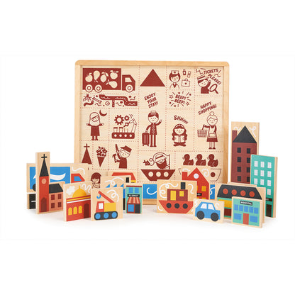 Sustainable Montessori toy: Town Puzzle | KIDDYKIND