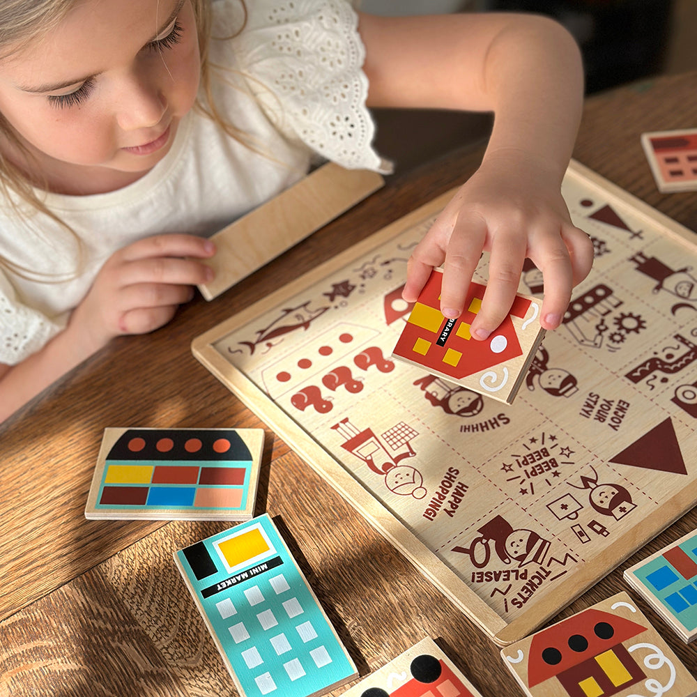 Sustainable Montessori toy: Town Puzzle | KIDDYKIND