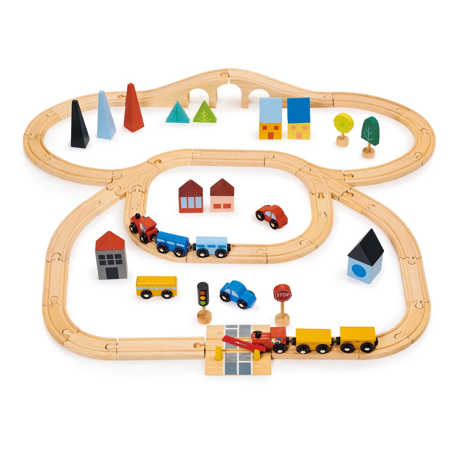 Town Train Set | open-ended wooden toy for kids UK