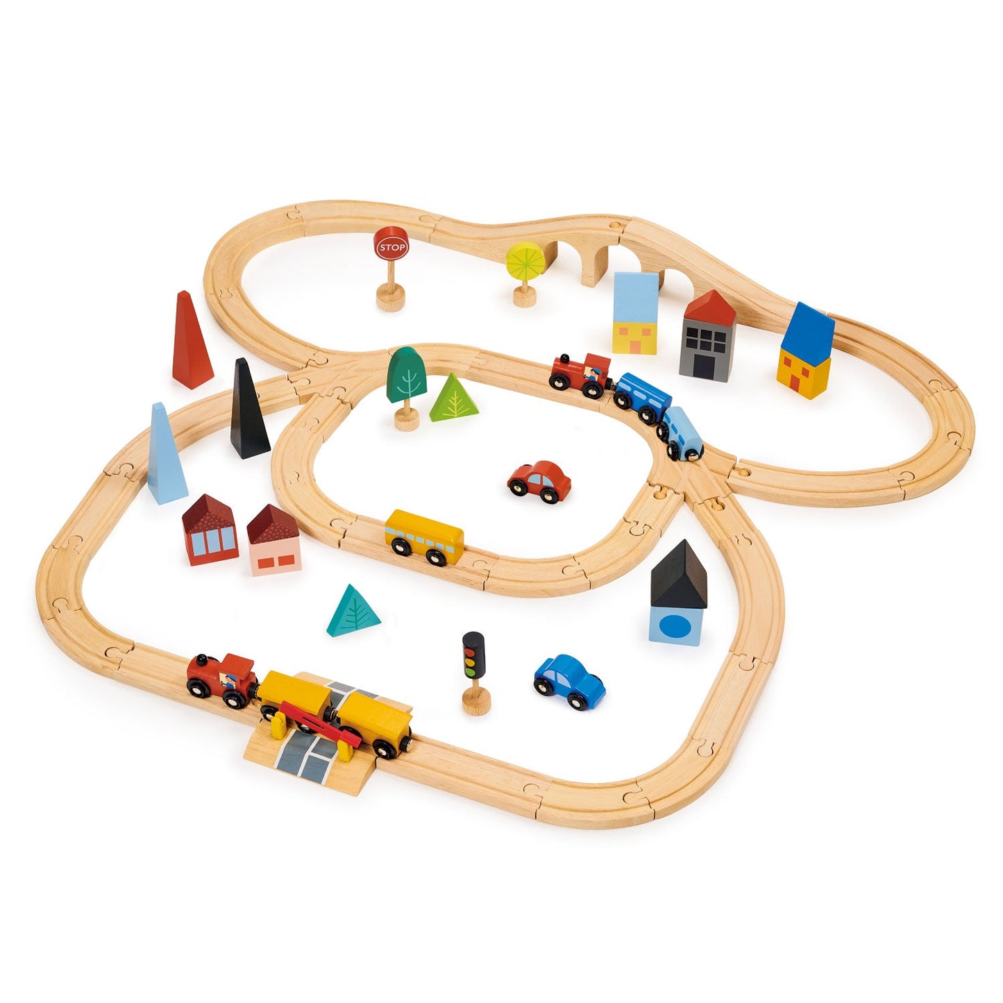 Town Train Set | open-ended wooden toy for kids UK