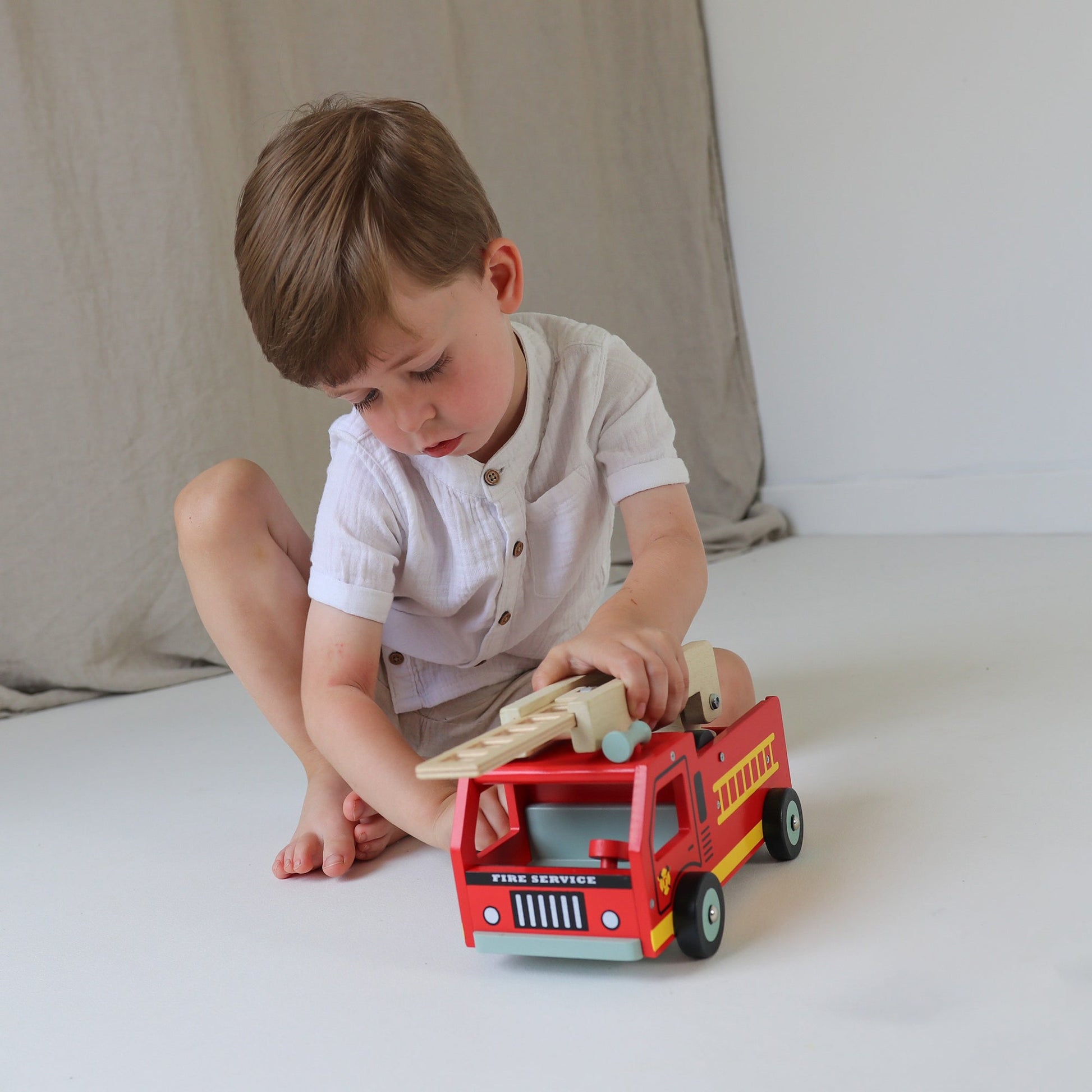 Red Fire Engine | natural wooden toy for toddlers UK