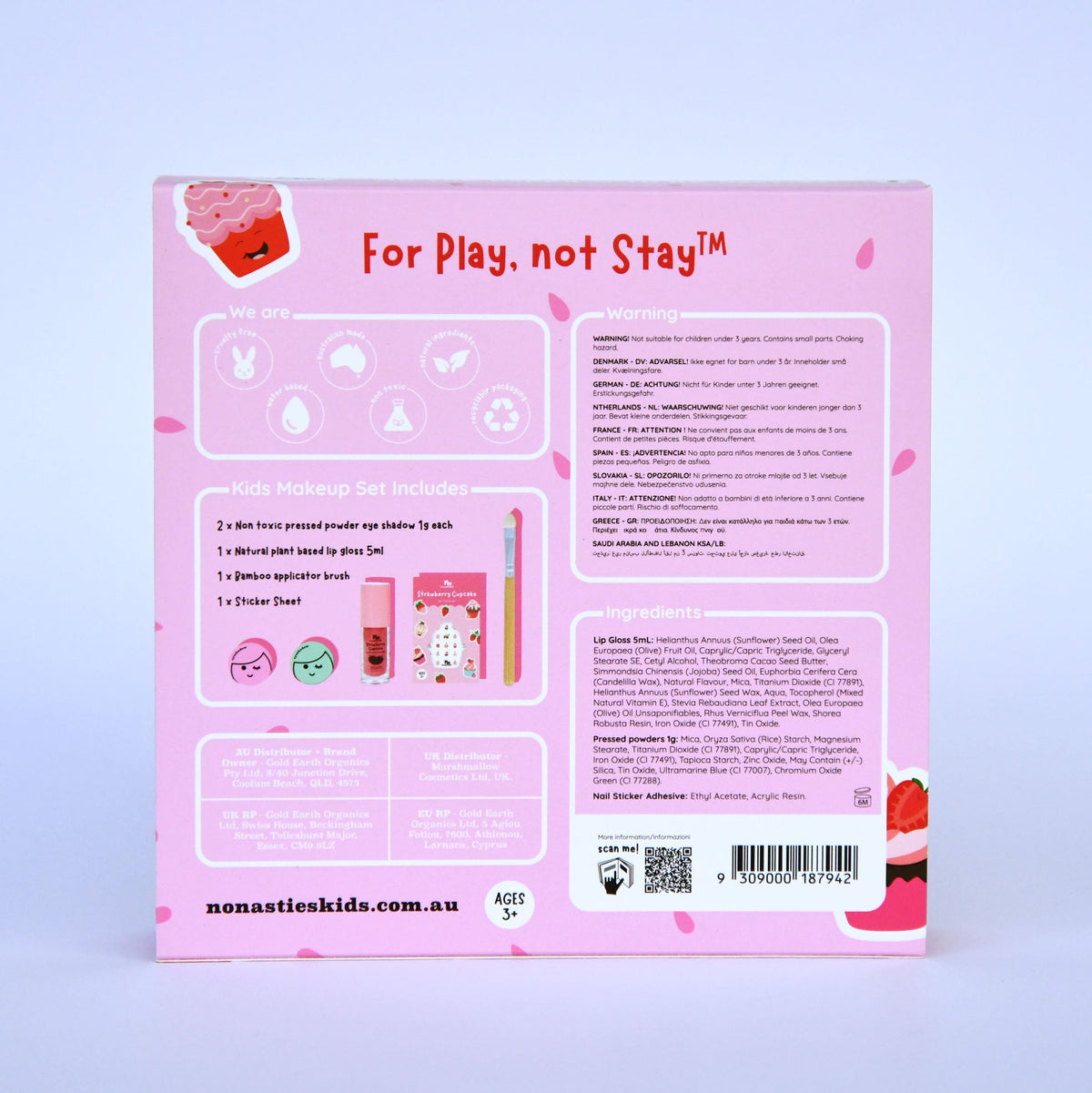 Strawberry Cupcake Mini Play Makeup Gift Set