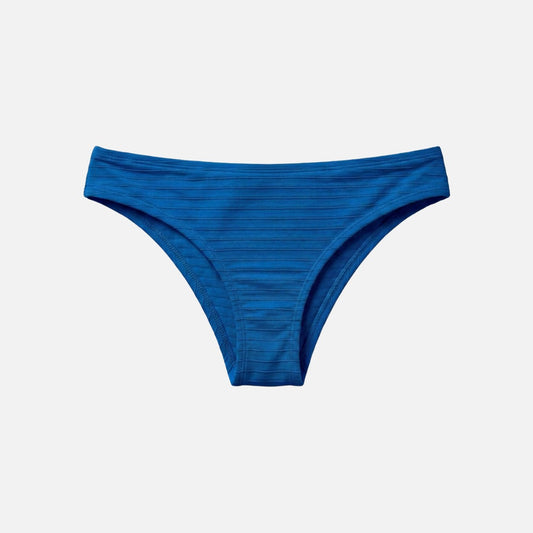 Pure Earth Collection Womens Low Rise Bikini Bottom Blue - GOTS certified organic cotton swimwear for women - sustainable ethical organic baby clothing UK | Kiddykind