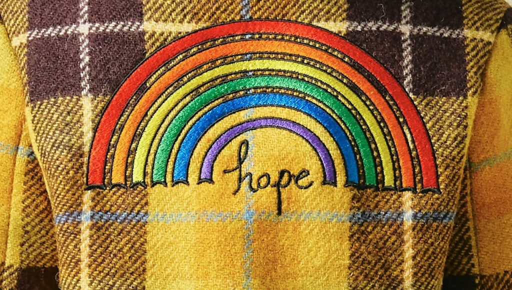 Hope Rainbow Tweed Blazer in Yellow five 