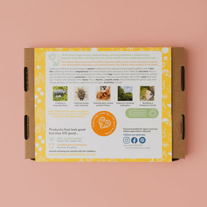 BLACK RHINO WARRIORS - Children’s eco activity kit (Age 5+) | natural wooden toy for toddlers UK