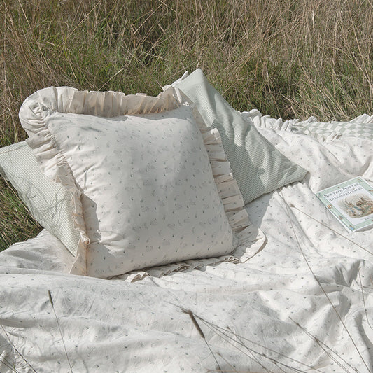 Organic Decorative Ruffled Cushion - Swans