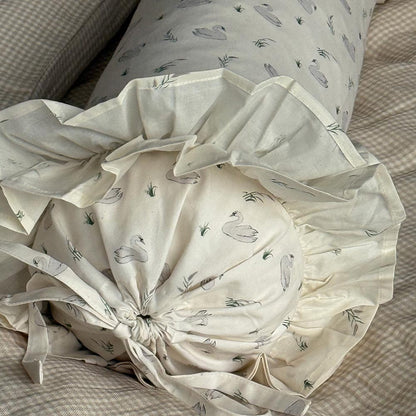 Organic Ruffled Bolster Cushion - Swans & Reeds