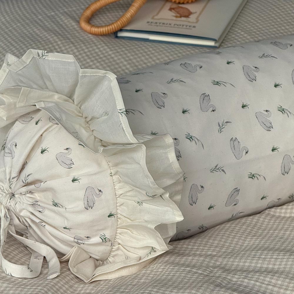 Organic Ruffled Bolster Cushion - Swans & Reeds