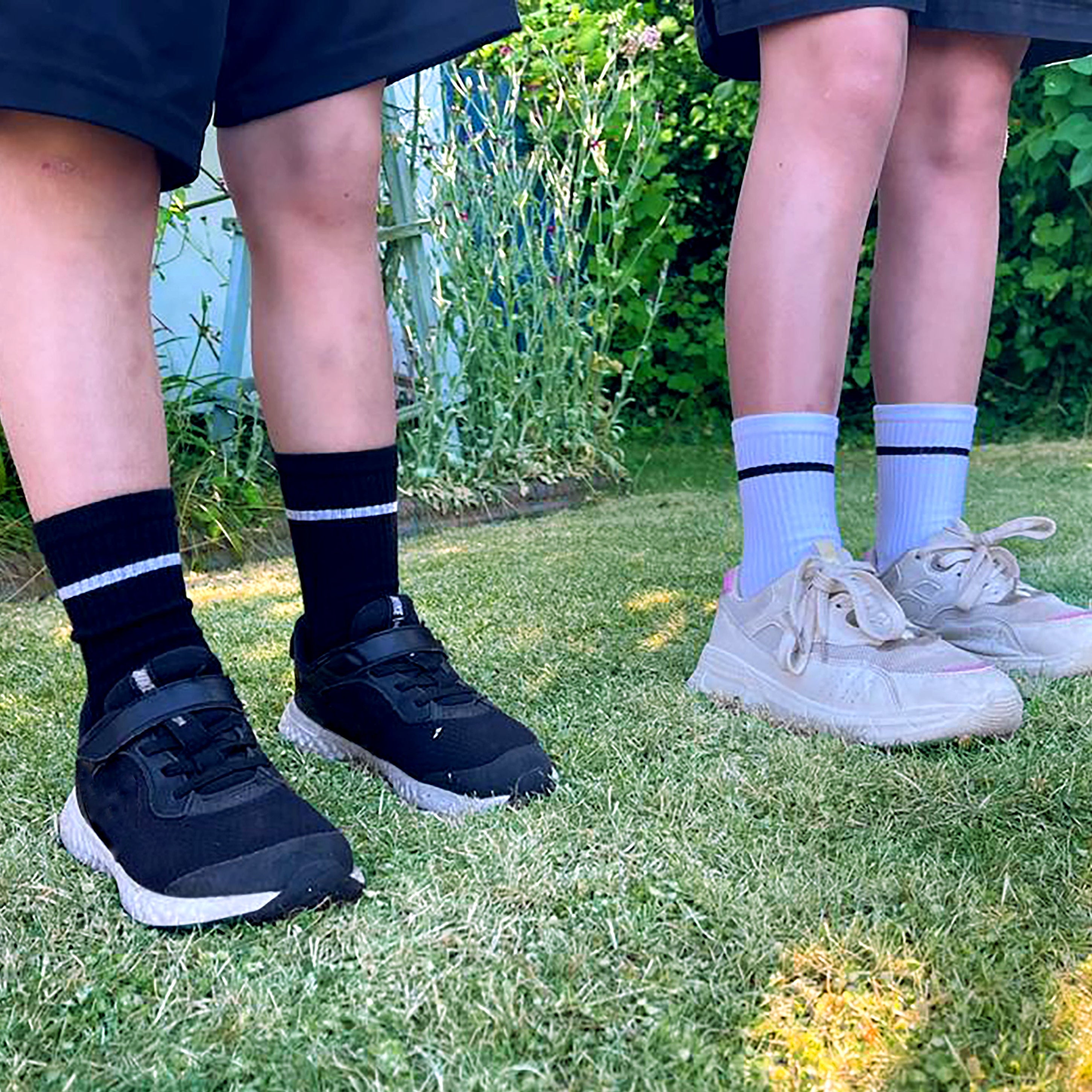 3pk Kids Cotton Cushioned Sports Ankle Socks - Black/White/Grey