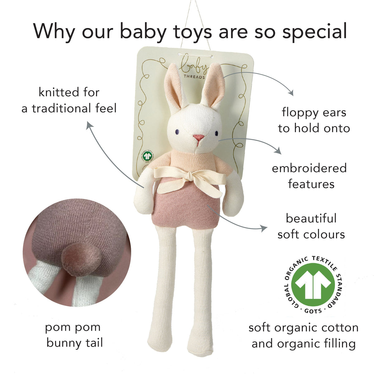 Baby Threads Cream Bunny Doll