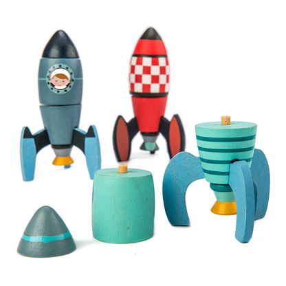 Rocket Construction | open-ended wooden toy for kids UK