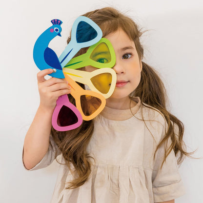 Rainbow Peacock Colours — Montessori wooden toy UK | KIDDYKIND