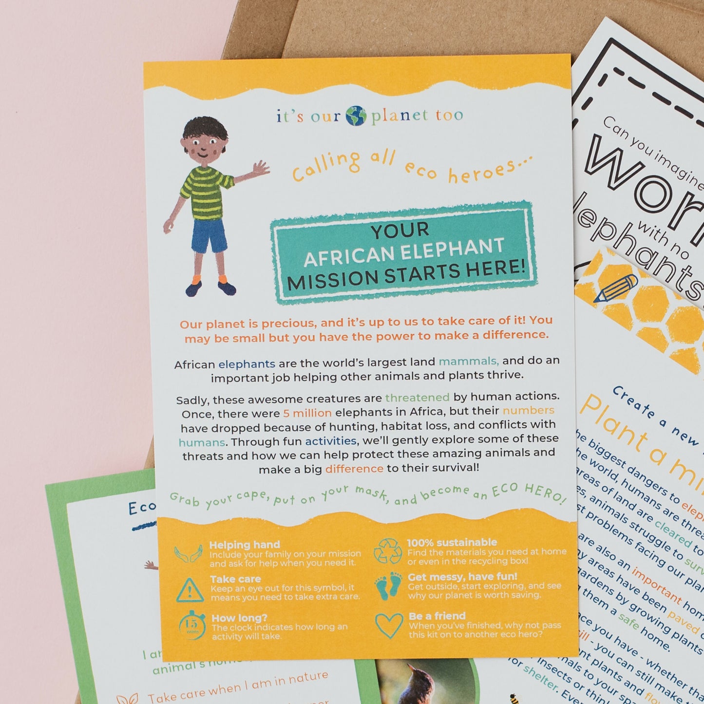 AWESOME AFRICAN ELEPHANTS - Children’s eco activity kit (Age 5+) | natural wooden toy for toddlers UK