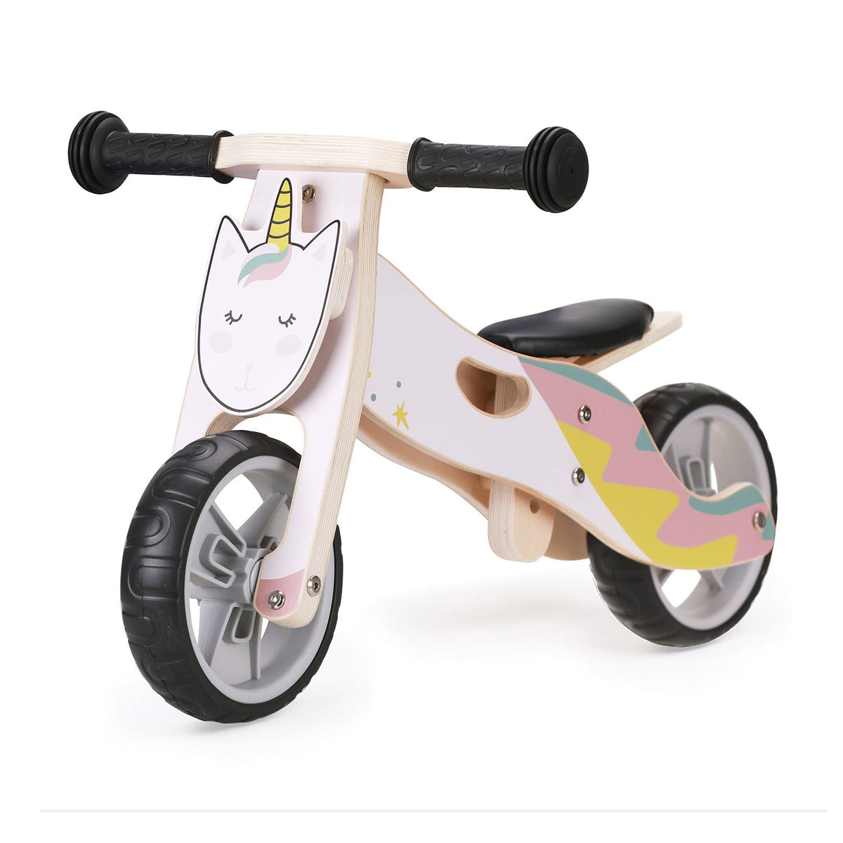 Hooga Playroom 2-in-1 wooden toddler balance bike and trike in Unicorn, view 2