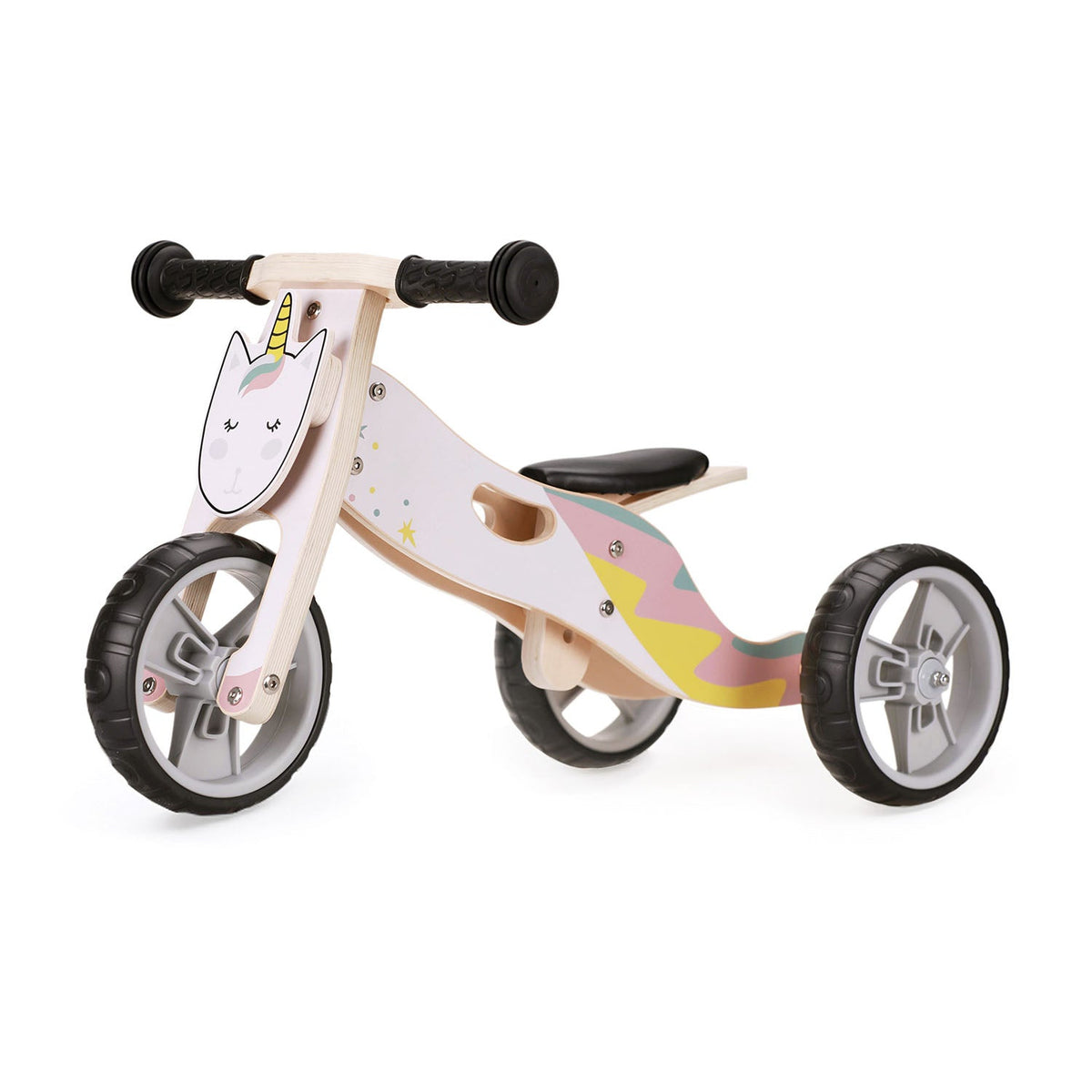 Hooga Playroom 2-in-1 wooden toddler balance bike and trike in Unicorn
