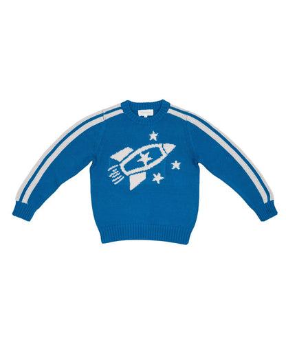Striped Rocket Jumper | Cobalt | natural wooden toy for toddlers UK
