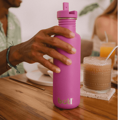 800ml Stainless Steel - Non Insulated Bottle With Straw Cap | Mageta Purple | BOTL | BPA-free plastic-free kids bottle UK