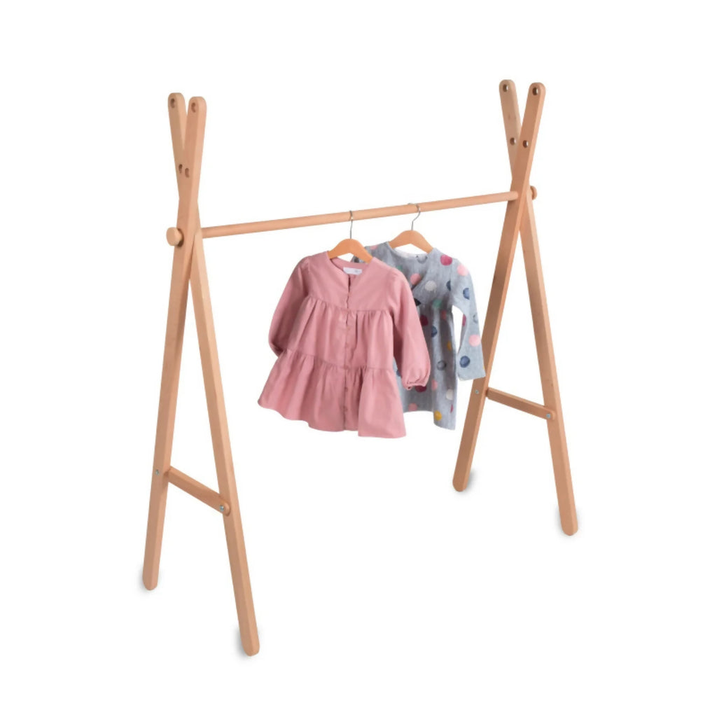 kids wooden adjustable clothing rail by curve lab montessori inspired