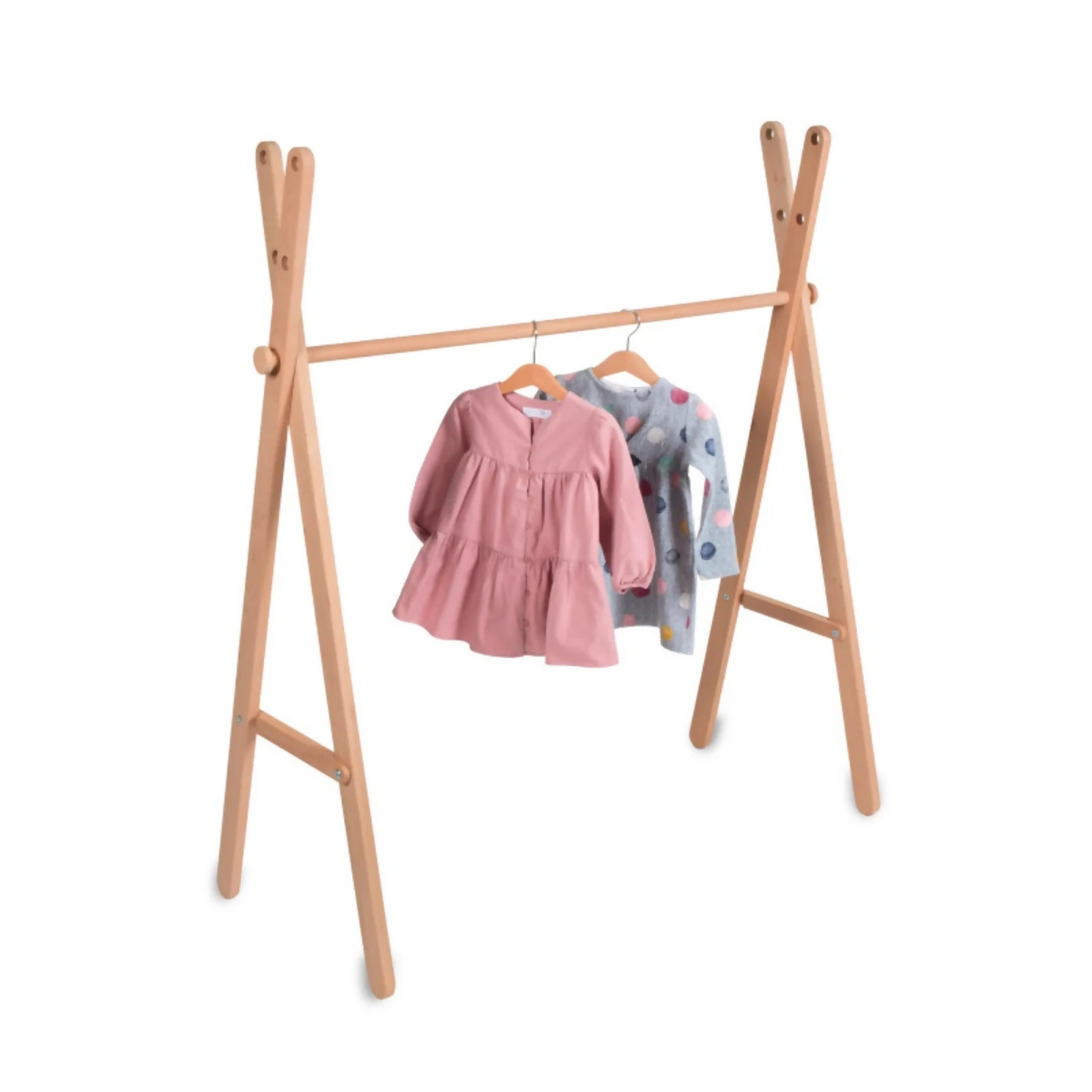 kids wooden adjustable clothing rail by curve lab montessori inspired