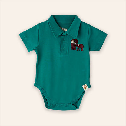 Elephant polo bodysuit | sustainable organic baby UK