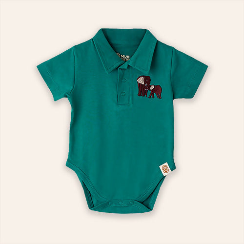 Elephant polo bodysuit | sustainable organic baby UK