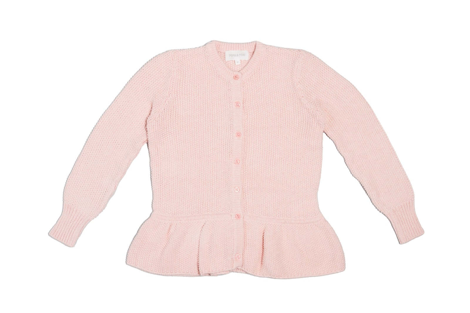 Moss Stitch Ruffled Cardigan | Blush by MIKA & MILO, organic cotton, vetted by KIDDYKIND
