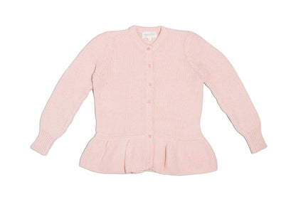 Moss Stitch Ruffled Cardigan | Blush by MIKA & MILO, organic cotton, vetted by KIDDYKIND
