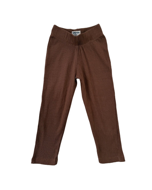Wildgreen Chocolate Brown Ribbed Leggings made from 100% organic cotton, 260 GSM unisex capsule wardrobe essential