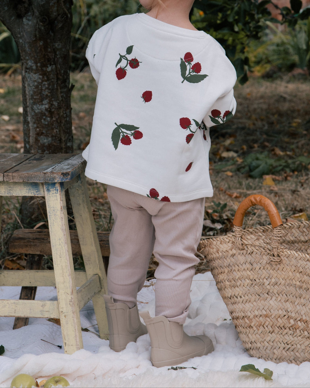 Wildgreen Neutral Ribbed Leggings flat lay. 100% organic cotton unisex kids leggings