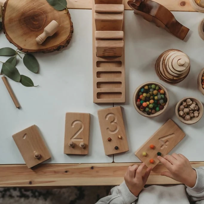 Wooden Number Counting Blocks, Montessori, Natural play, pre-school. early years. wooden toys