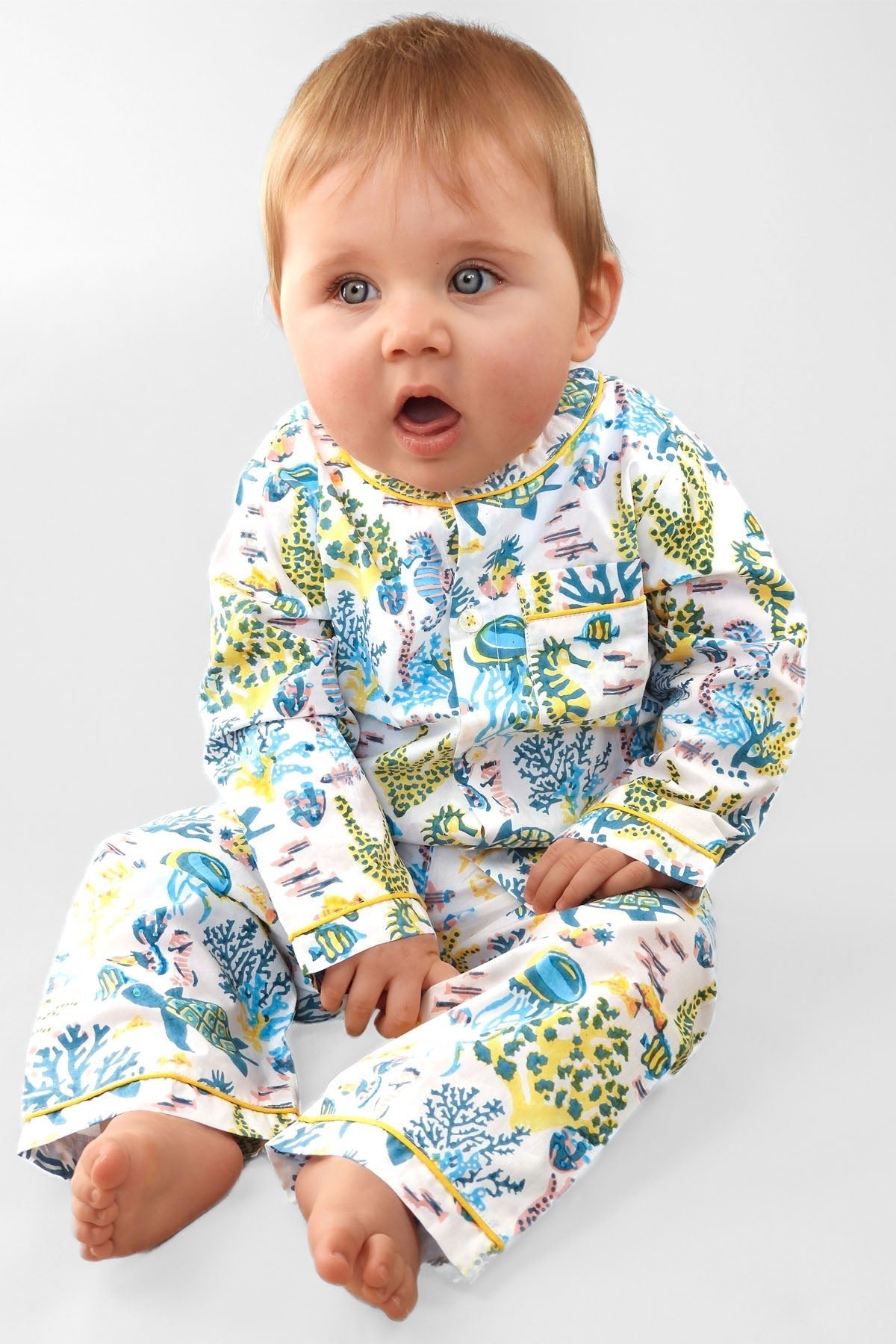 a fin-tastic dance off - organic cotton baby pyjama set | organic cotton kids pyjamas UK