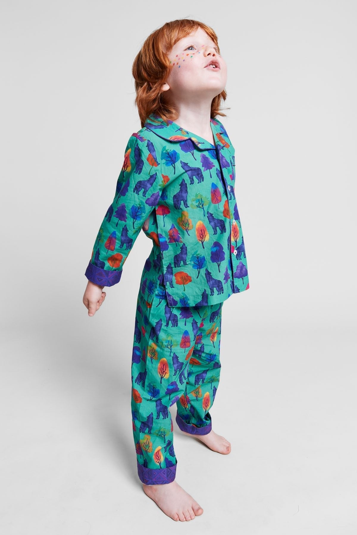 a whimsical howl - organic cotton kids pyjama set - Kutti Lulu