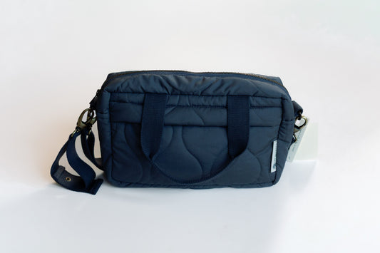 Ralphie Bear quilted changing stroller bag slate wildflower on pram - sustainable baby changing bag UK | Kiddykind