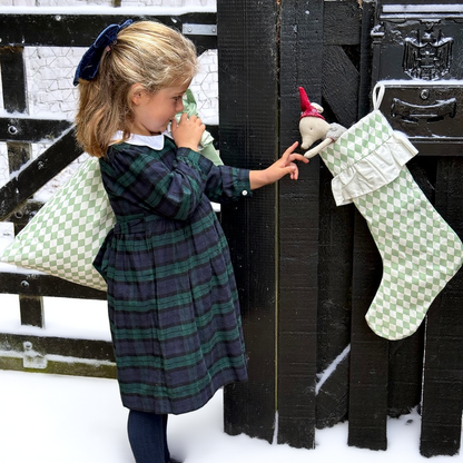 Harlequin Ruffled Stocking - Winter Pine | organic baby clothes UK — KIDDYKIND