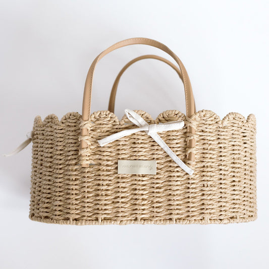 Ralphie Bear scallop edge nappy caddy basket for nursery organisation - sustainable baby accessories UK | Kiddykind
