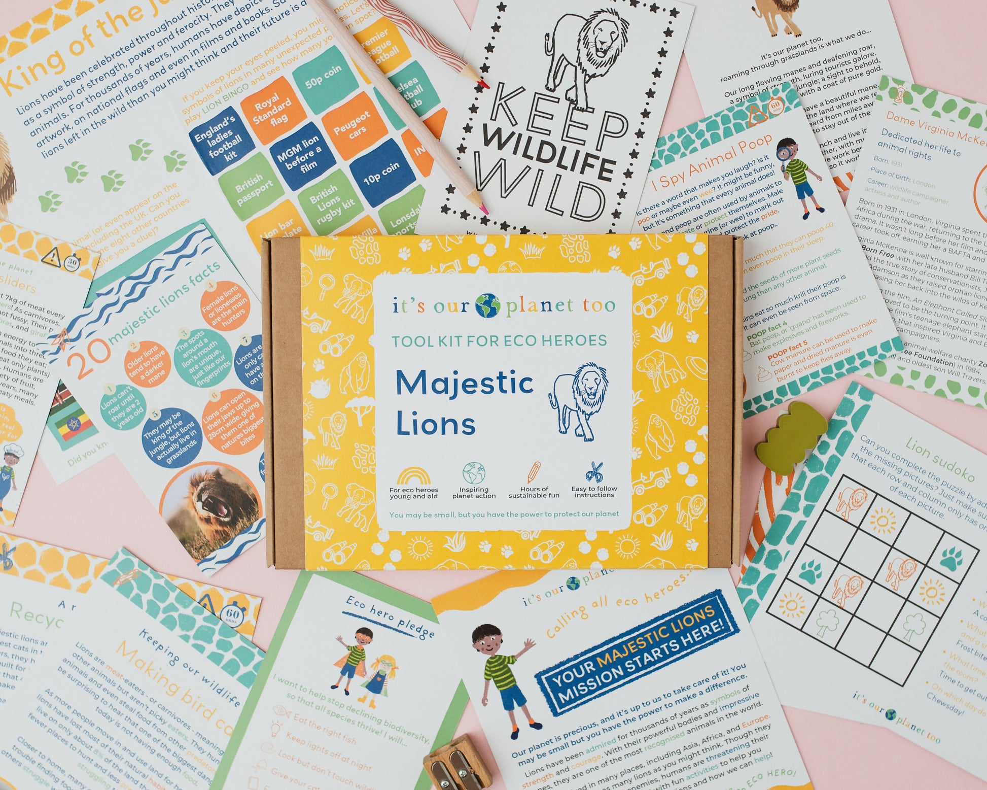 MAJESTIC LIONS - Children’s eco activity kit (Age 5+) | natural wooden toy for toddlers UK