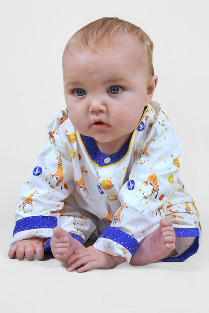 giraffe space odyssey - organic cotton baby pyjama set | organic cotton kids pyjamas UK