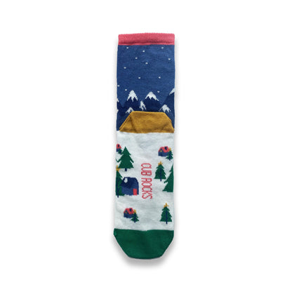 1pk Kids Cotton Mountain Scene Ankle Socks