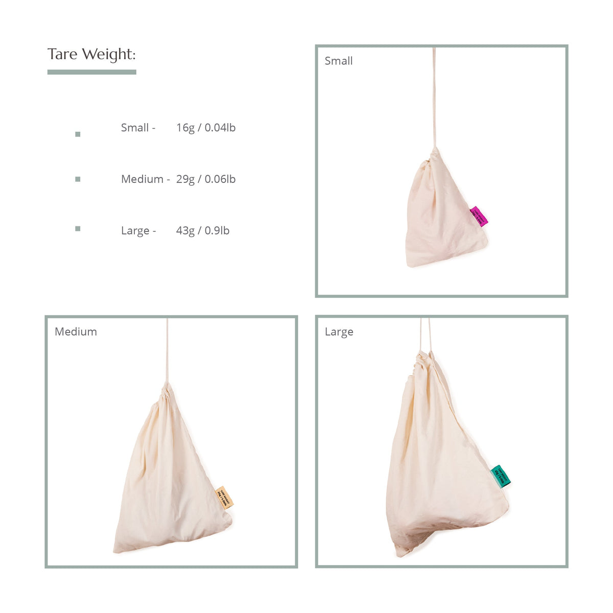 Reusable Produce Bags - Organic Cotton - Pack of 3