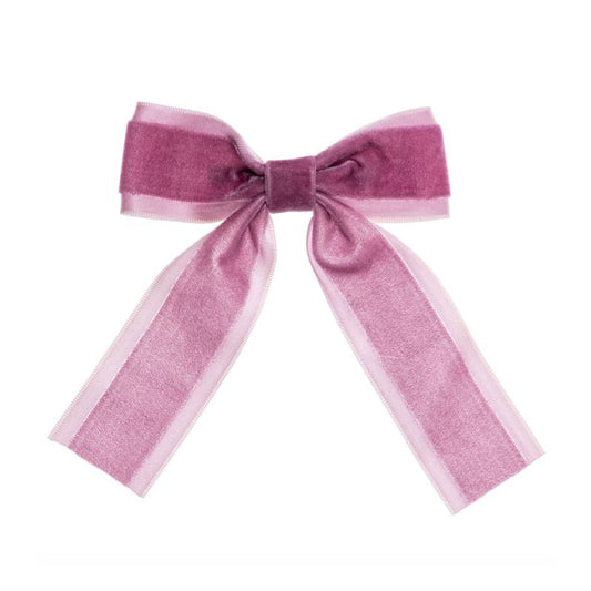 Big Velvet Bow Clip - Dusty Pink