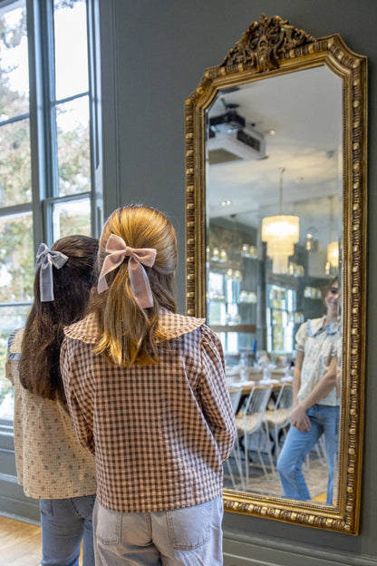 Big Velvet Bow Clip - Baby Pink