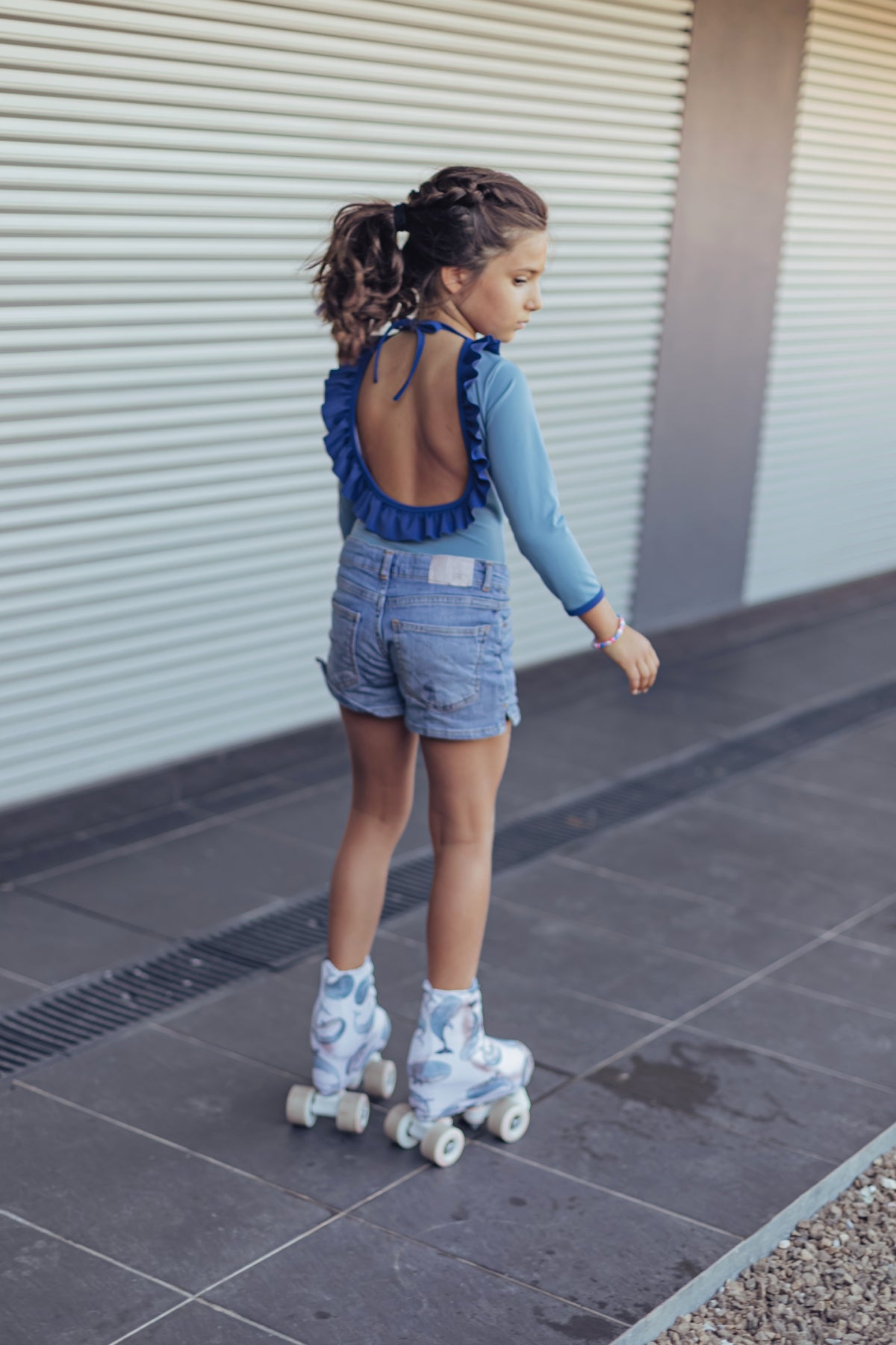 Blue Girl Long Sleeve Swimsuit