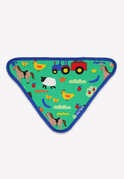 Luxury ethical baby: Organic Hillside Farm Print Dribble Bib | KIDDYKIND UK