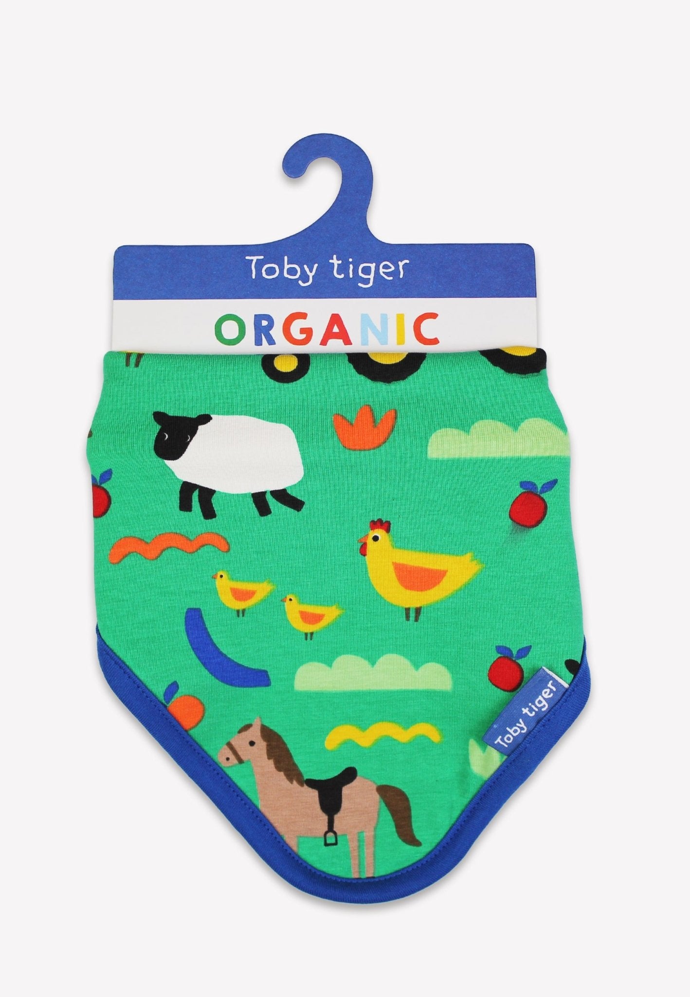Luxury ethical baby: Organic Hillside Farm Print Dribble Bib | KIDDYKIND UK