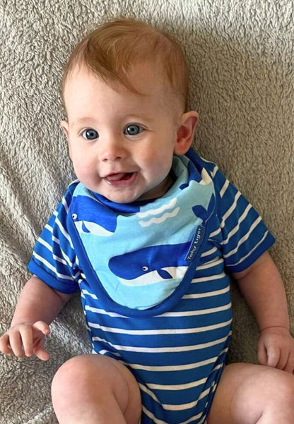 Organic Whale Waves Print Dribble Bib - Toby Tiger