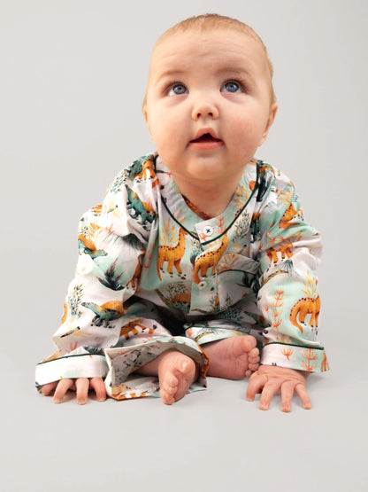 dinosaur summit - organic cotton baby pyjama set - Kutti Lulu
