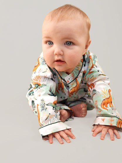 dinosaur summit - organic cotton baby pyjama set - Kutti Lulu